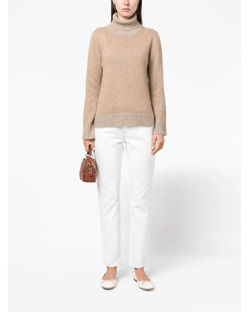 Fabiana Filippi Natural Wool Blend Turtleneck Sweater