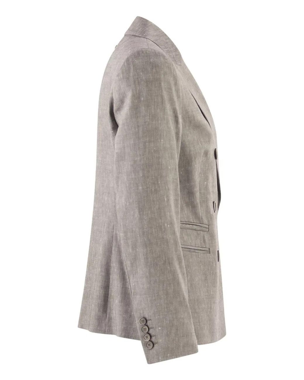 Peserico Gray Double-Breasted Blazer