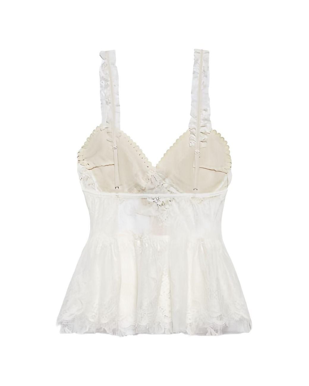 Aniye By White Ribbon Detail Ruffle Trim Lace Top