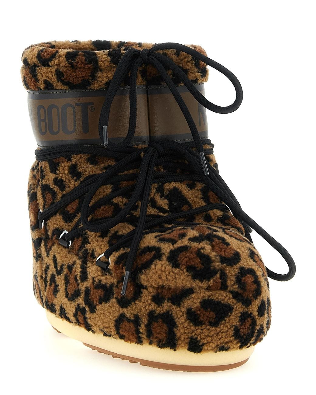 Moon Boot Black Animalier 'Icon Low' Ankle Boots