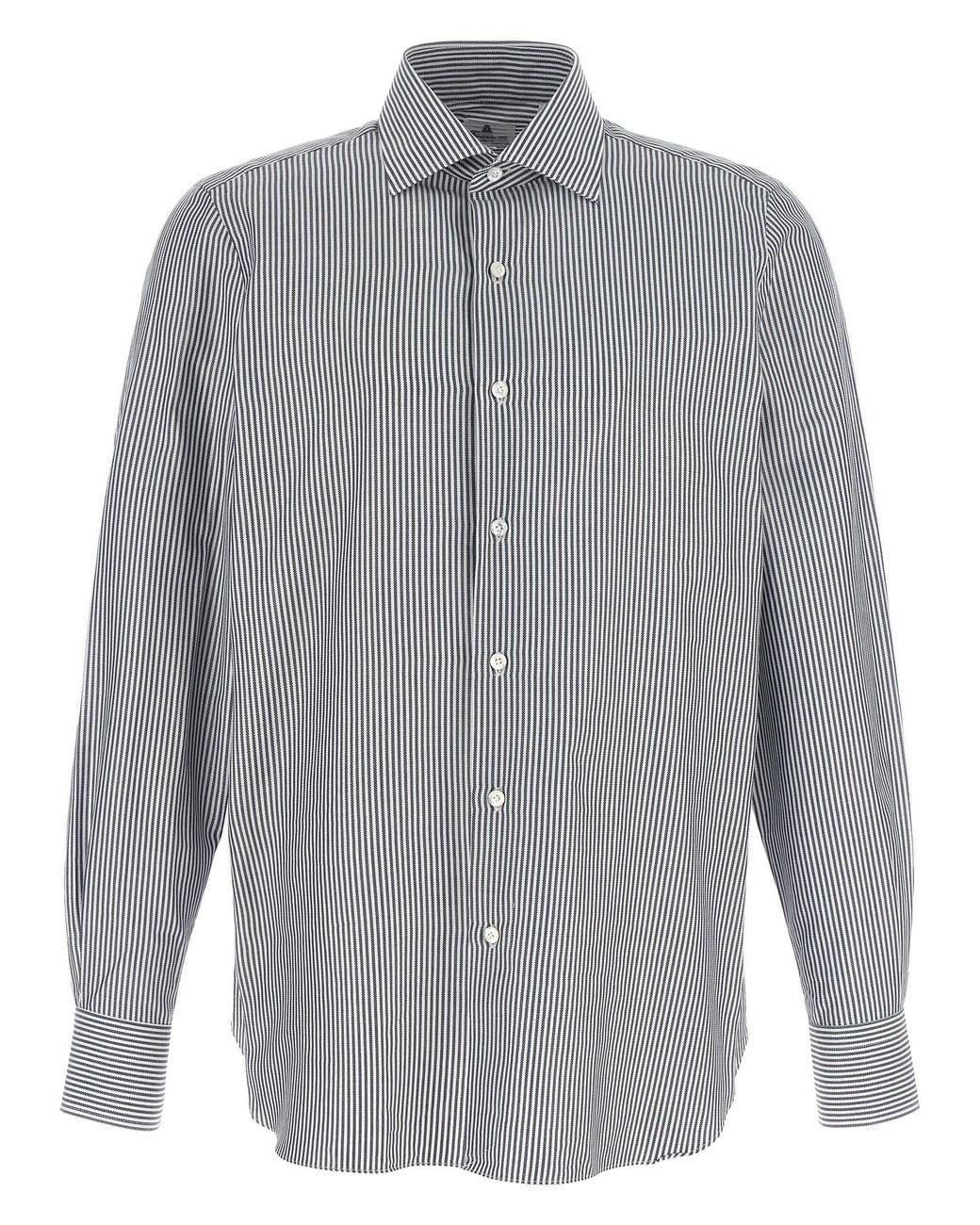Finamore 1925 Gray Striped Shirt for men