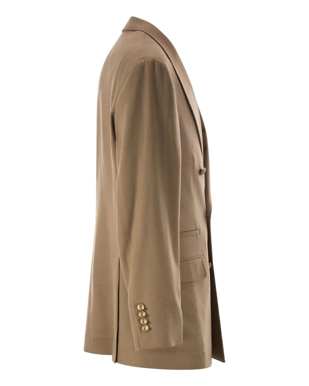 Brunello Cucinelli Brown Double-Breasted Pure Hair Blazer With-Tone Buttons for men