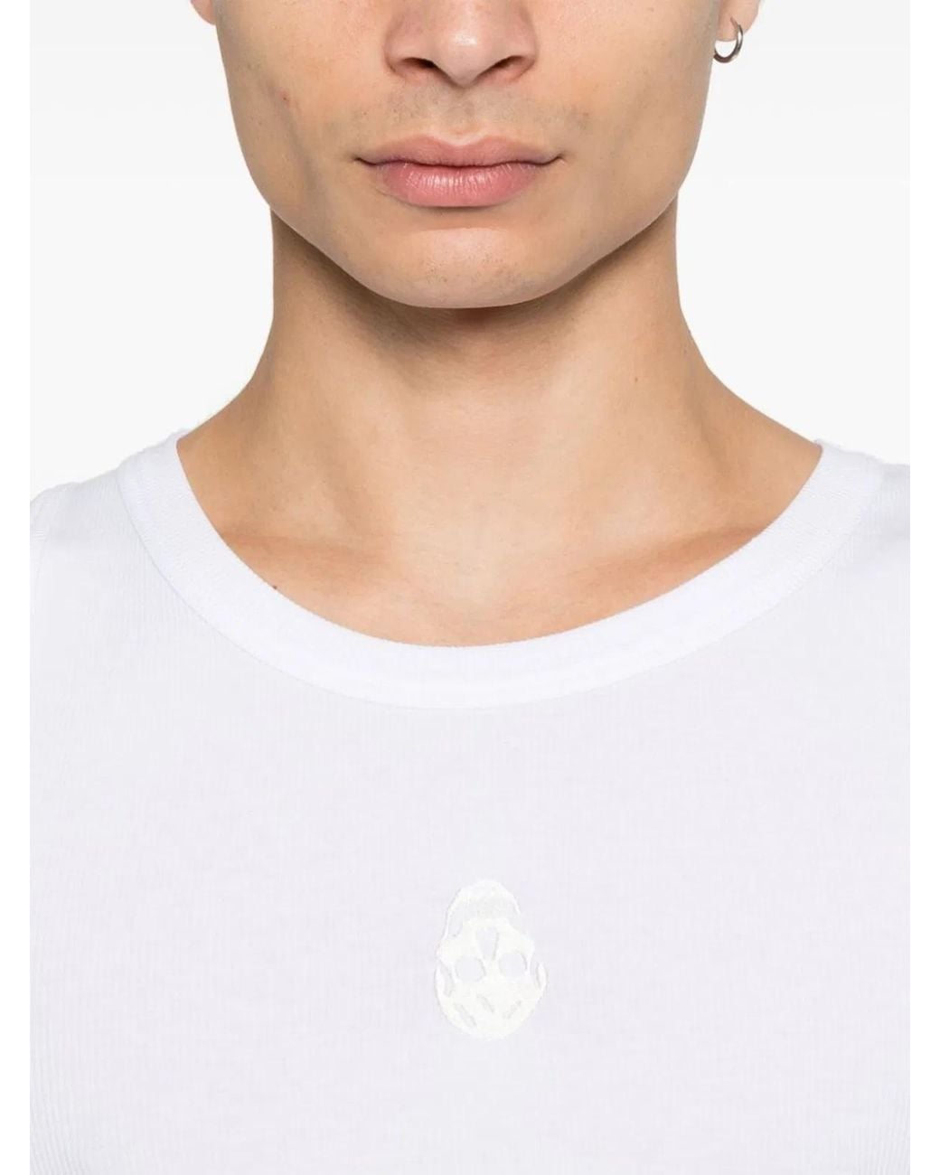 McQueen White Cotton Blend Top for men
