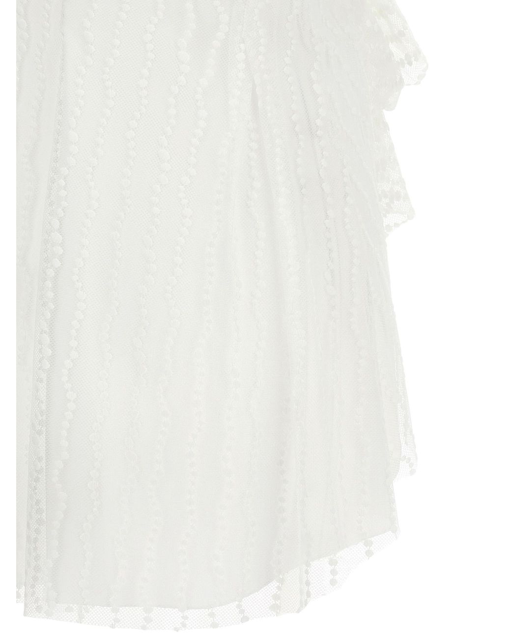 Alberta Ferretti White Asymmetrical Tulle Top