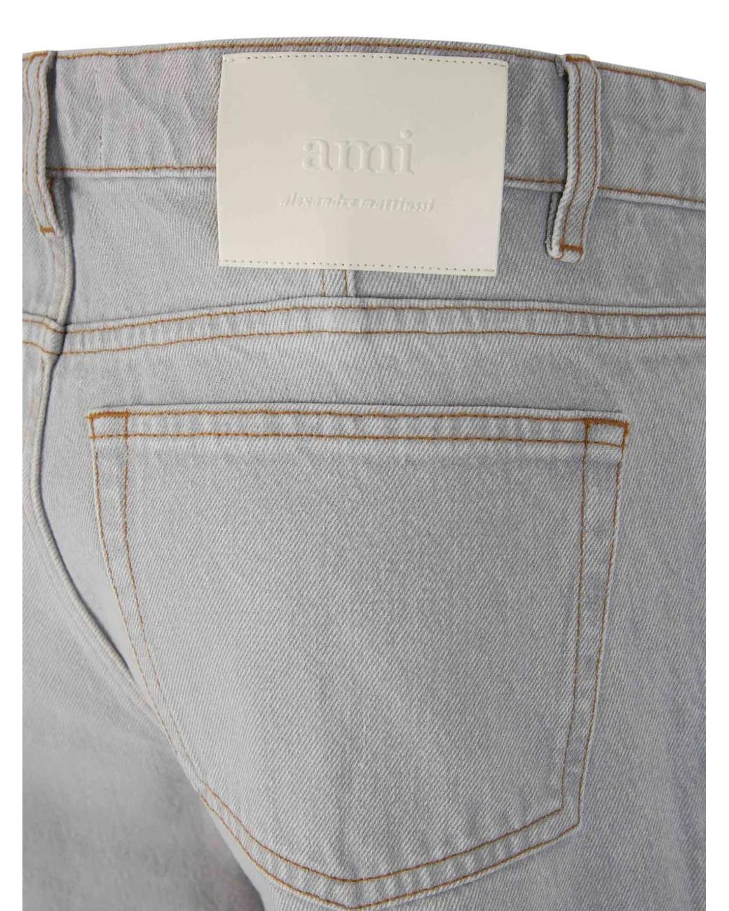 AMI Gray Cropped Tapered Jeans for men