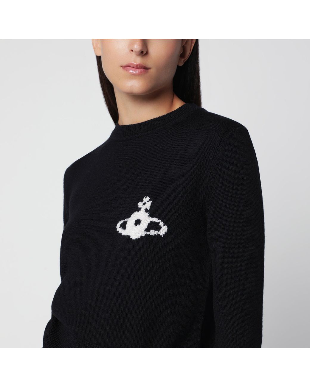 Vivienne Westwood Black Jumper With Embroidered Orb Logo