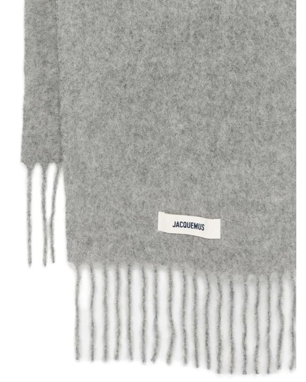 Jacquemus Gray Carro Scarf With Fringes for men