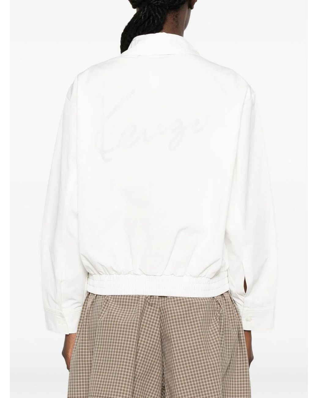 KENZO White Signature Embroidered Zip-Up Jacket