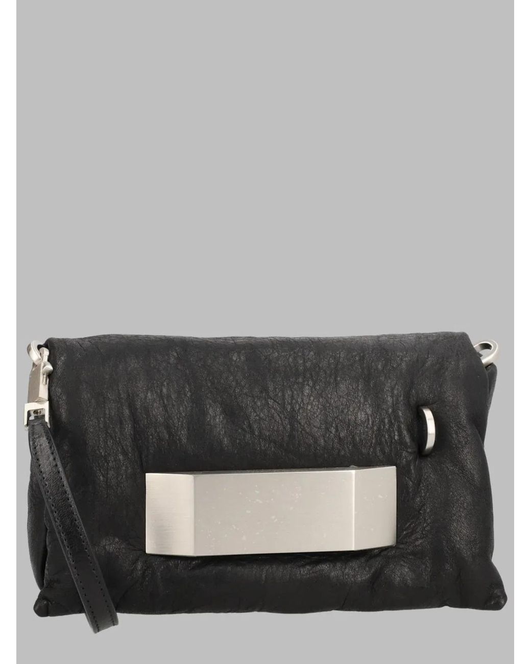 Rick Owens Gray Shoulder Bag Pillow Griffin Leather Lamb