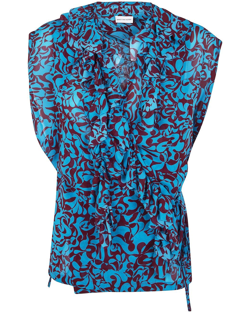 Dries Van Noten Blue Printed Cotton Blouse