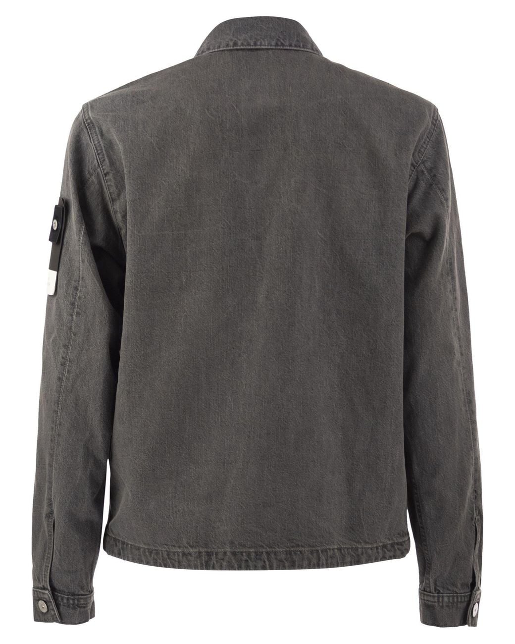 Stone Island Black Denim Jacket With Patch Pockets for men