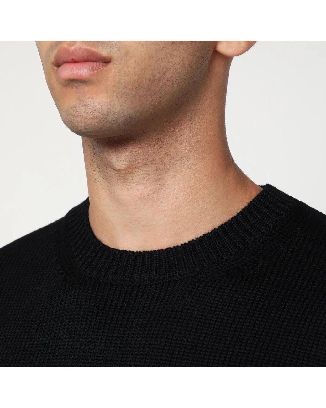 Roberto Collina Black Crew Neck Wool Sweater for men