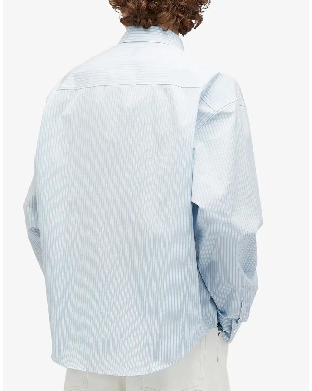 AMI Blue De Coeur Boxy Fit Striped Shirt for men