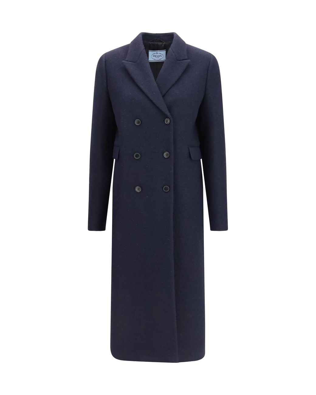 Prada Blue Shetland Wool Double Breasted Coat