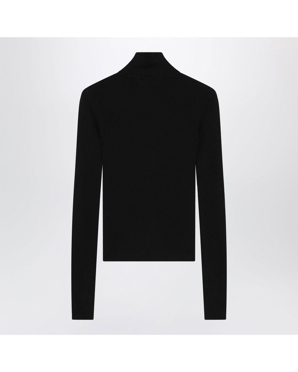 Frankie Shop Black Sade Merino Wool And Silk Sweater