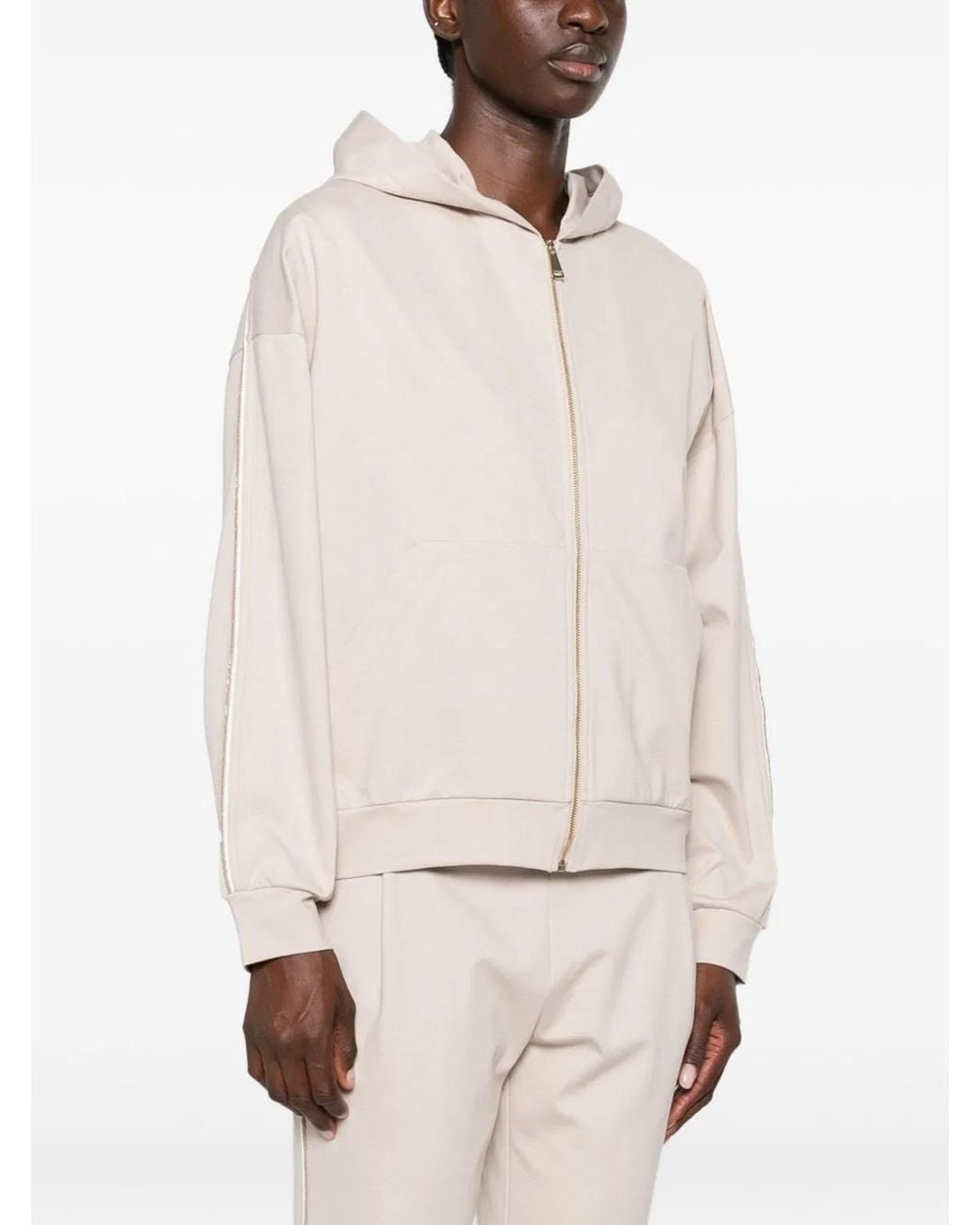 Fabiana Filippi Natural Front Zip Hooded Jacket