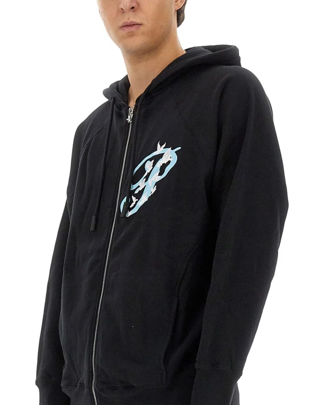 3.PARADIS Black Zip Sweatshirt for men
