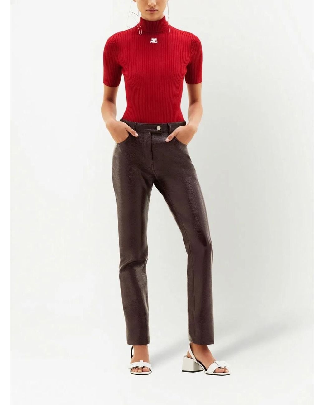 Courreges Red Courregès Cotton Blend Knit Top