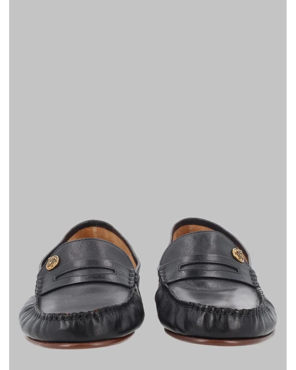 Versace Gray Leather Loafers for men