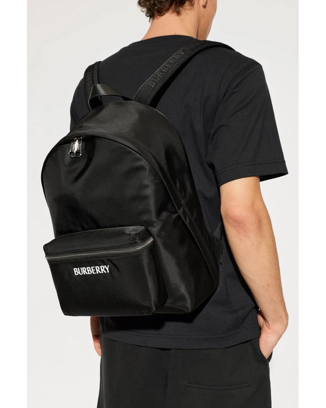 Burberry Black Backpack With Logo for men