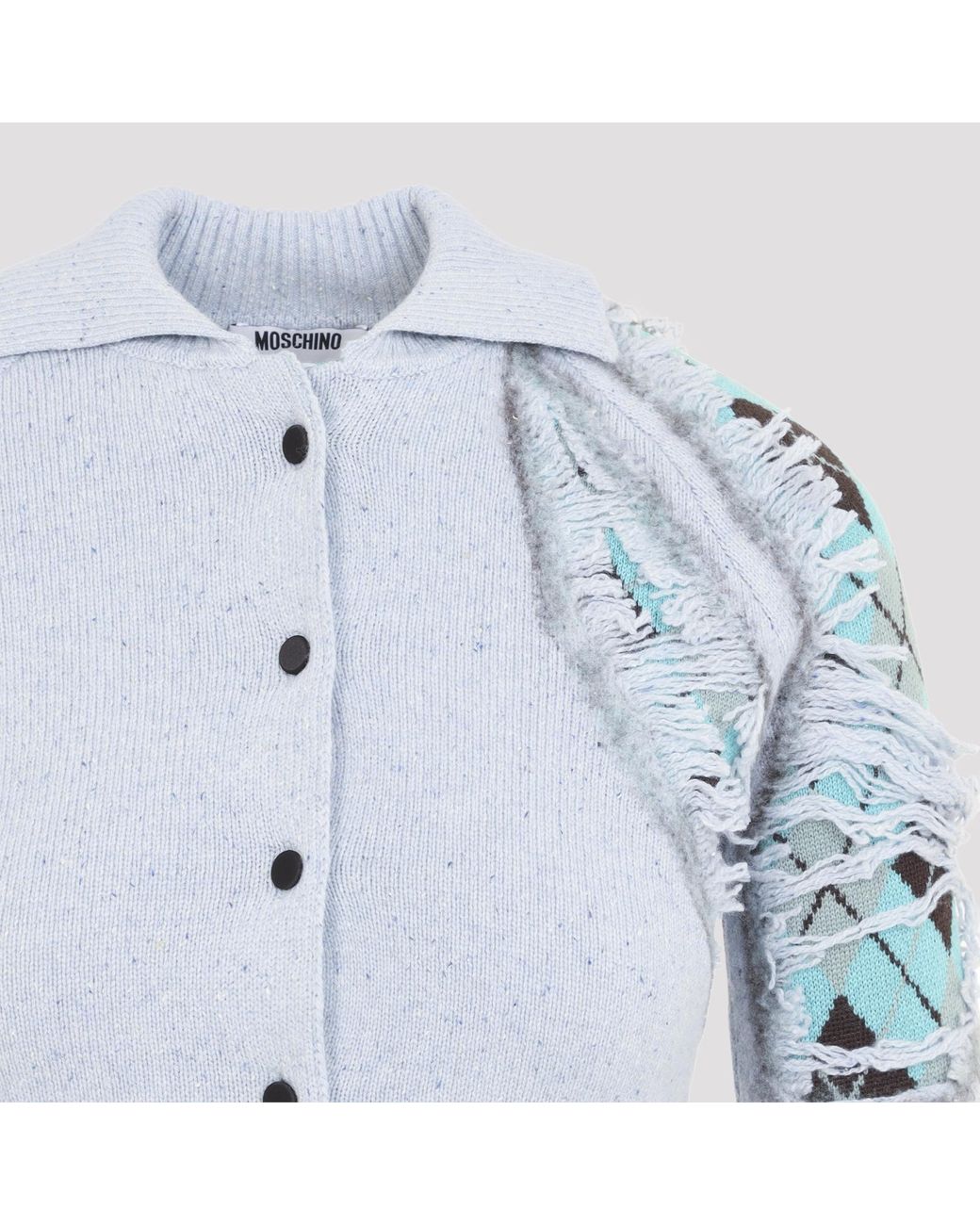 Moschino Couture Blue Fantasia Azzurro Wool Cardigan