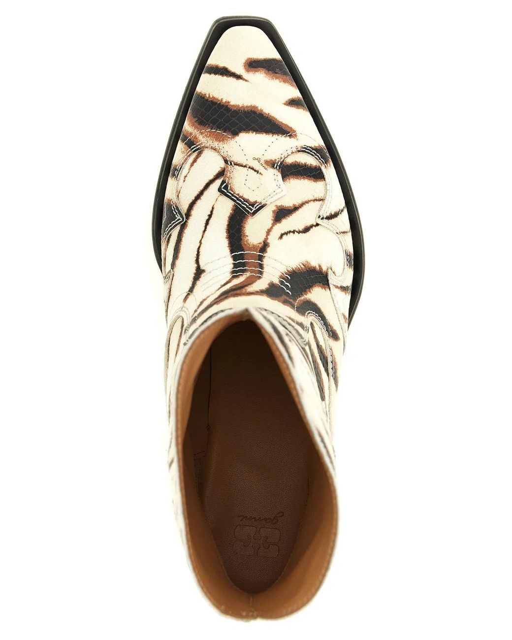 Ganni White Western Ankle Boots