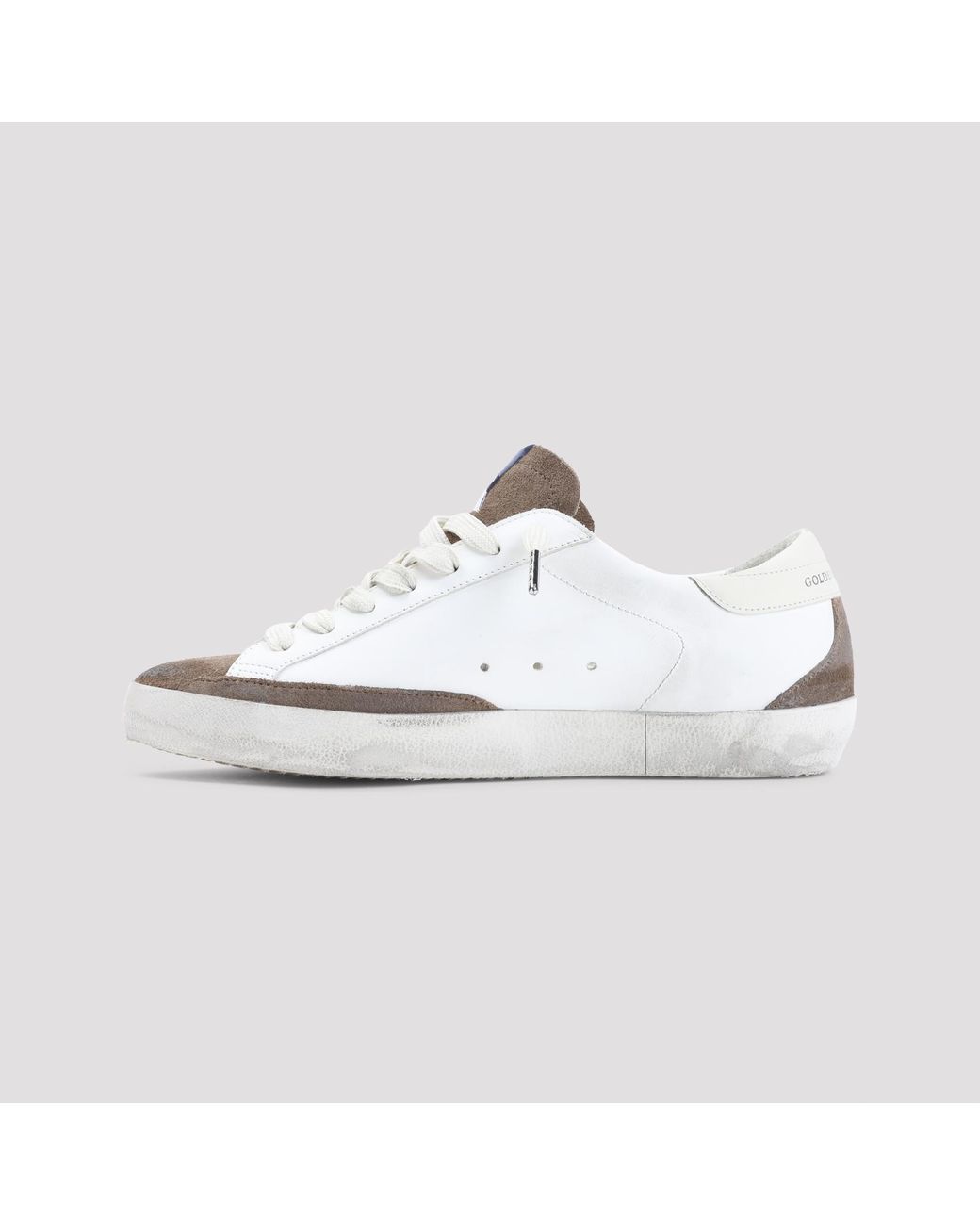 Golden Goose Deluxe Brand White "Super Star" Leather Upper And Heel Suede Toe Star And Spur With Metal Lettering Sneakers for men