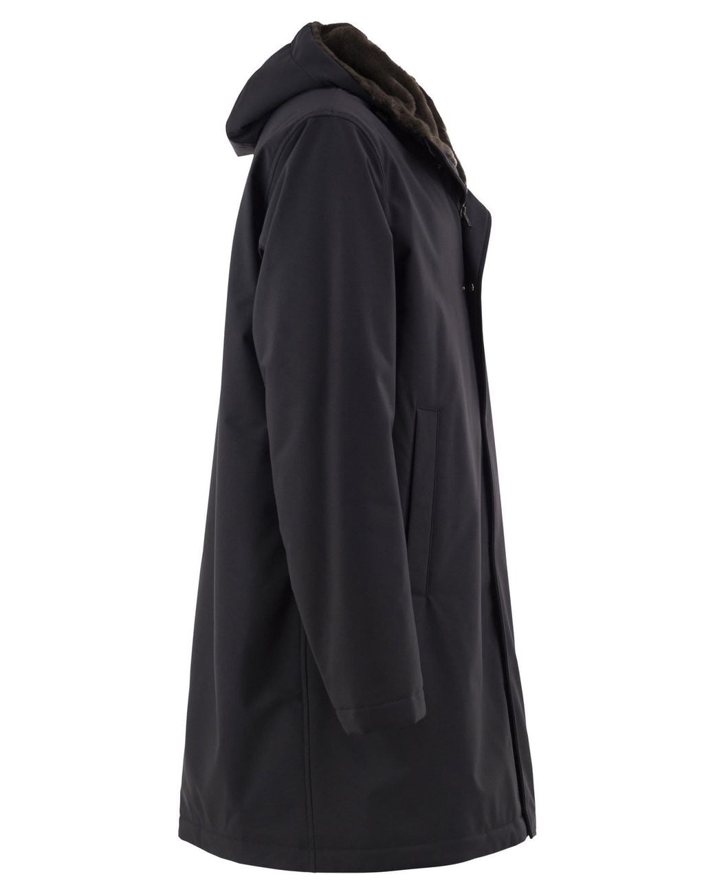 Herno Blue Technical Hooded Coat for men
