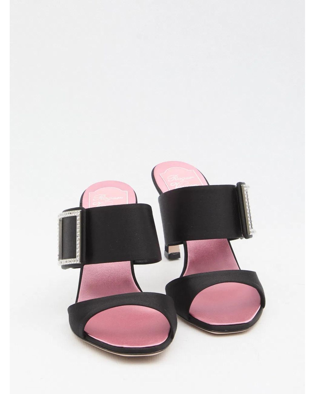 Roger Vivier Black Trompette Satin Mules
