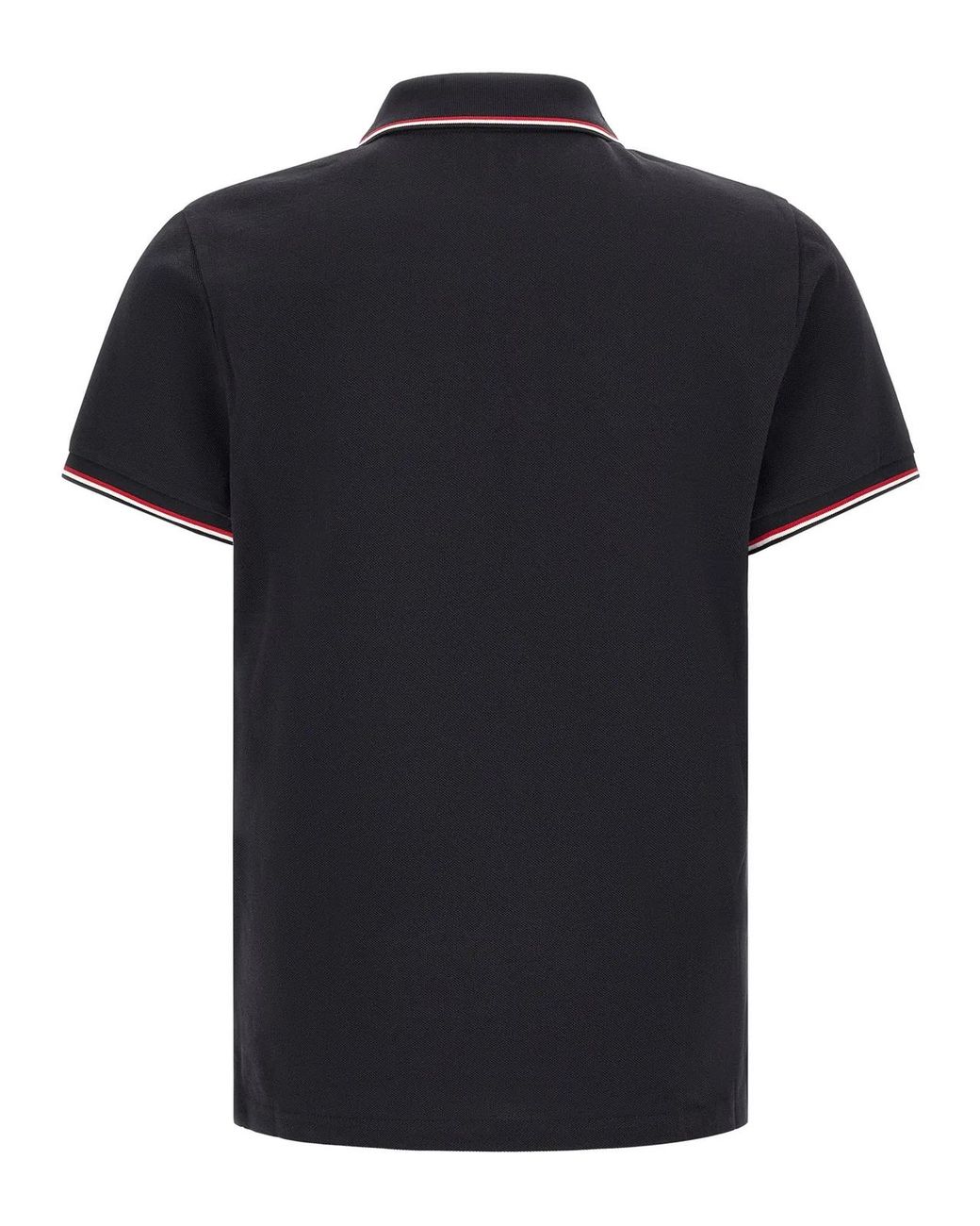 Moncler Black Tricolor Trim Polo Shirt for men