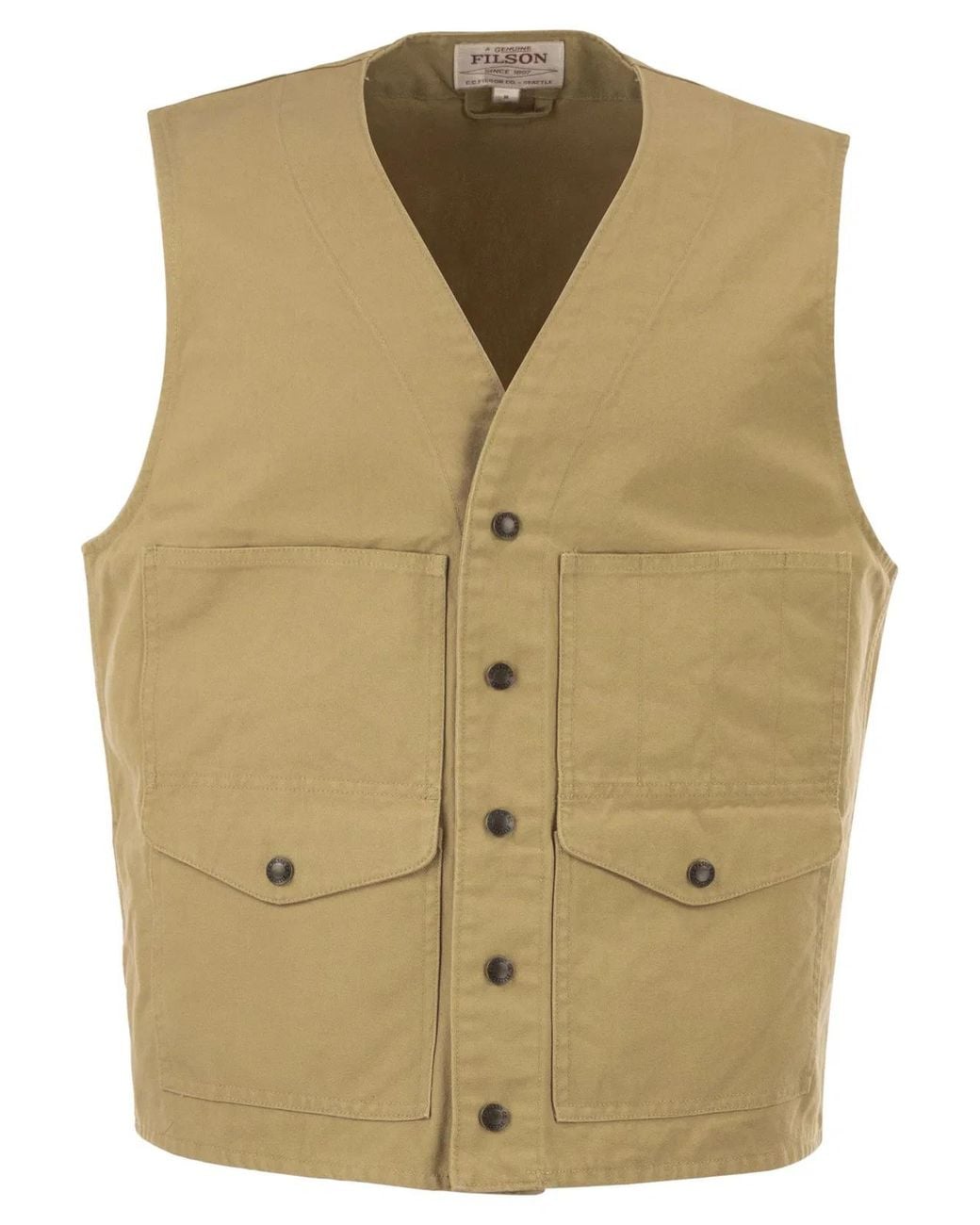Filson Natural Cotton Utility Vest With Patch Pockets for men