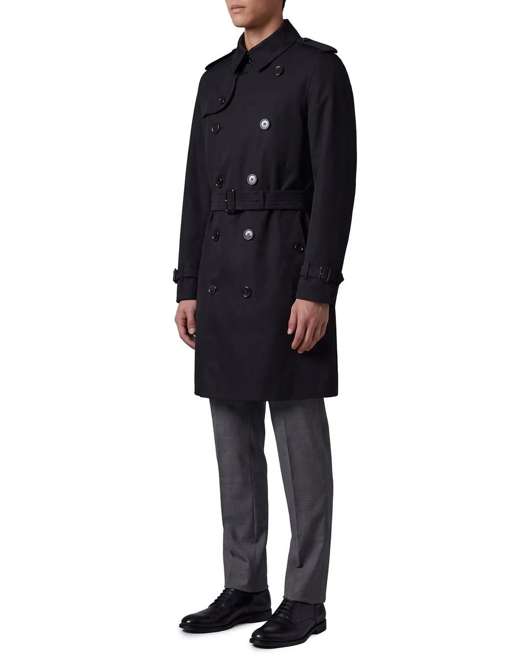 Burberry Black Mid-Length Heritage Kensington Trench Coat for men