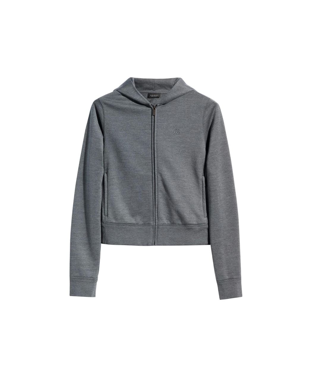 Gucci Gray Silk And Cotton Jersey Zip-Up Sweatshirt
