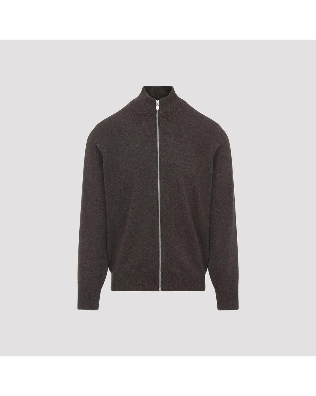 Brunello Cucinelli Black High-Necked Cashmere Cardigan With Zip for men