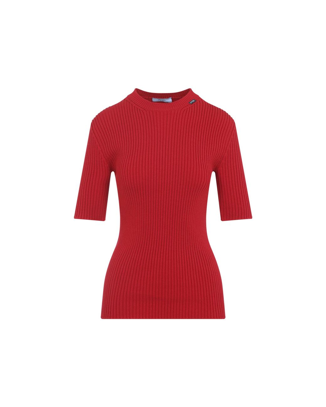 Prada Red Short-Sleeve Sweater
