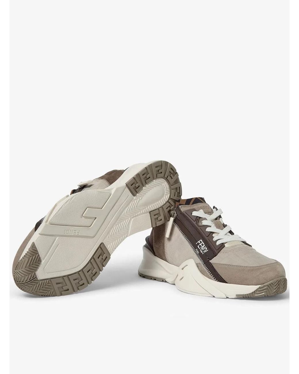 Fendi Brown Flow Low-Top Sneakers for men