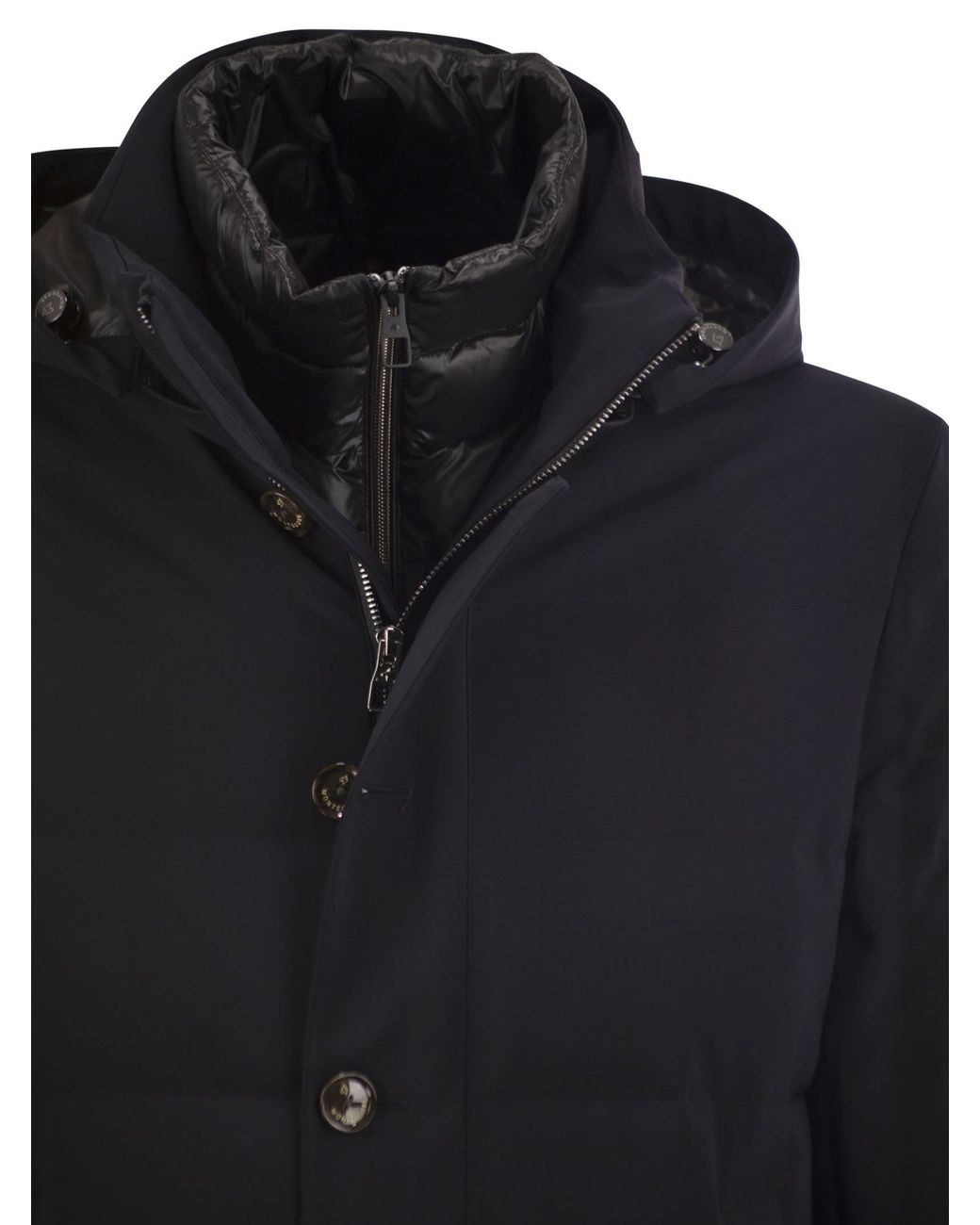 Montecore Black Hooded Down Jacket With Detachable Inner Bib for men