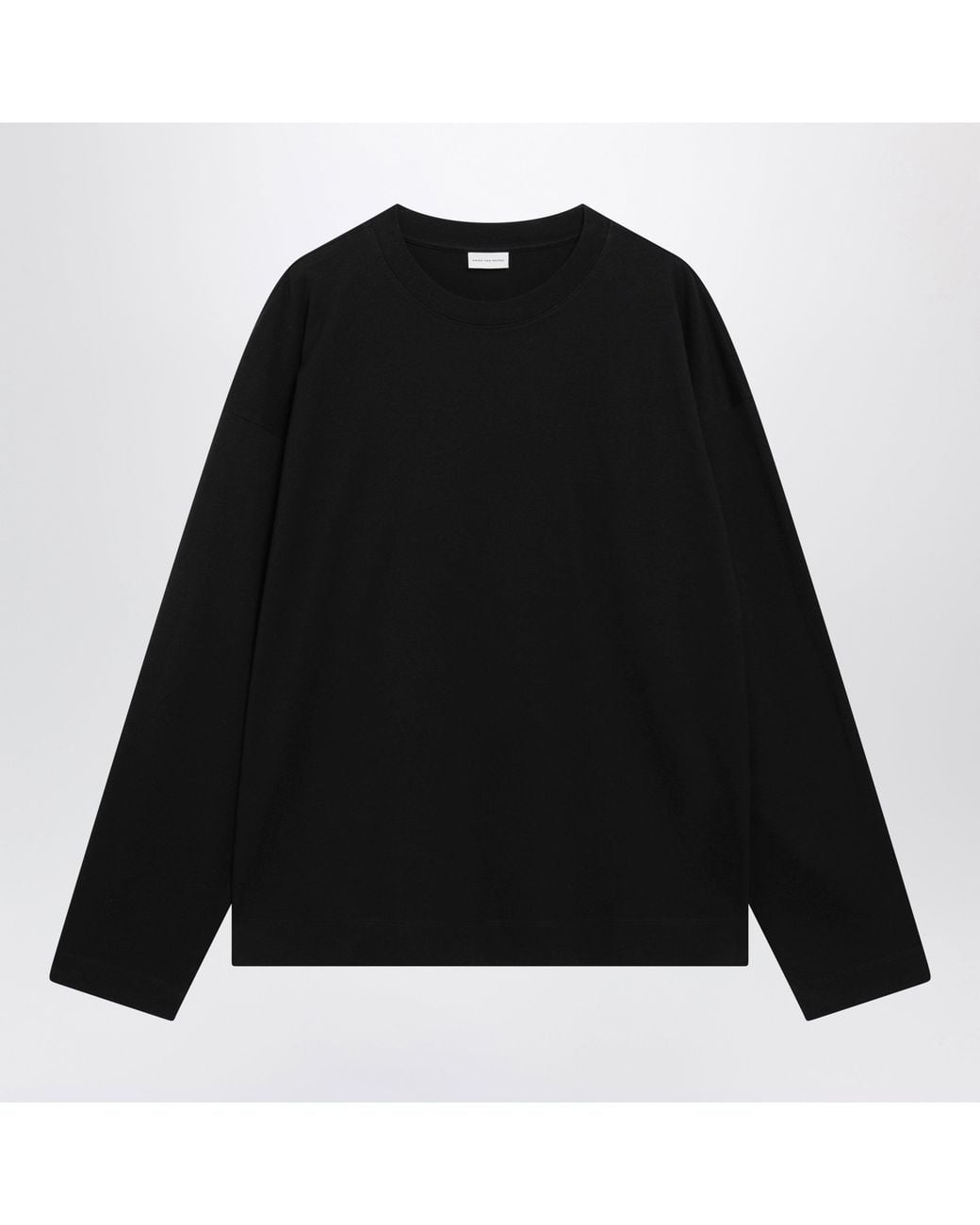 Dries Van Noten Black Long-Sleeve Cotton T-Shirt for men