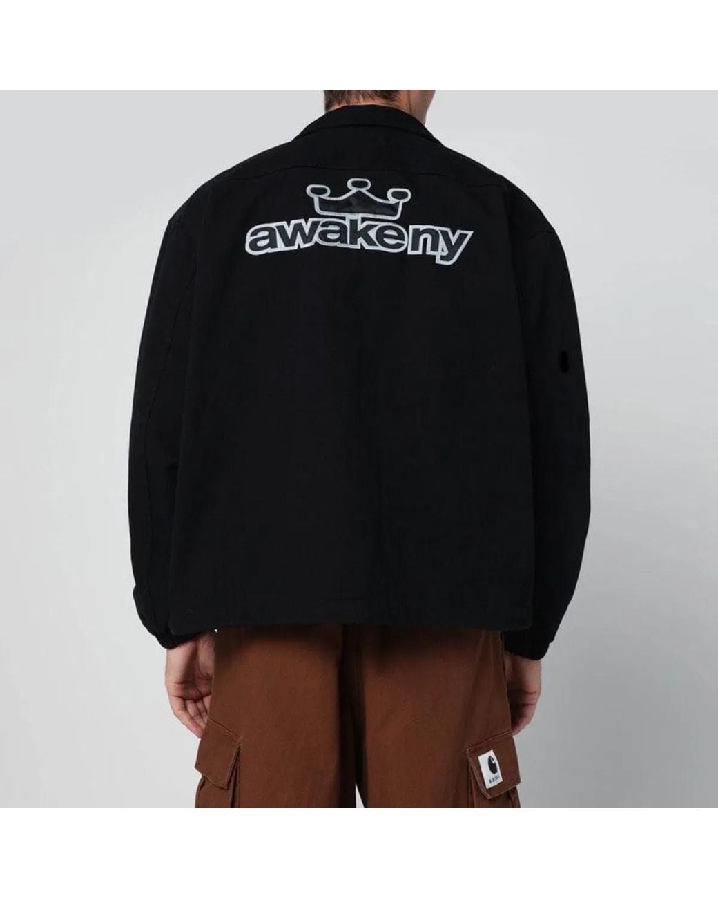AWAKE NY Black Zipup Overshirt With Logo for men