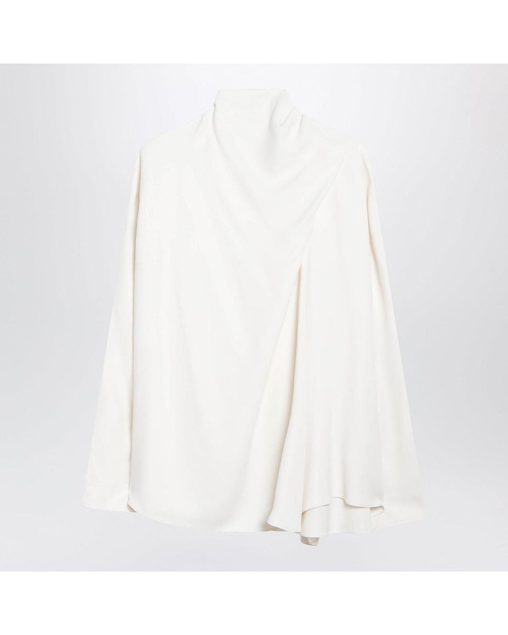 Totême White Ecru Viscose Asymmetrical Draped Blouse