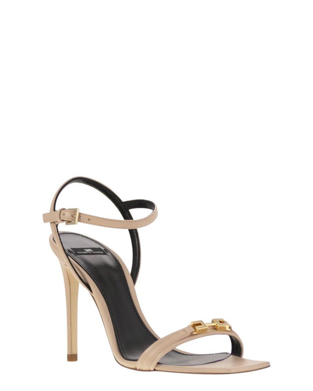 Elisabetta Franchi White Nappa Leather Sandal With Enamelled Horsebit