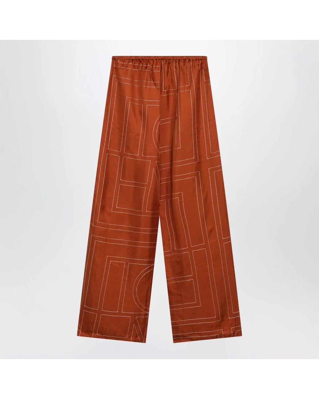 Totême  Orange Monogram Silk Pajama Trousers