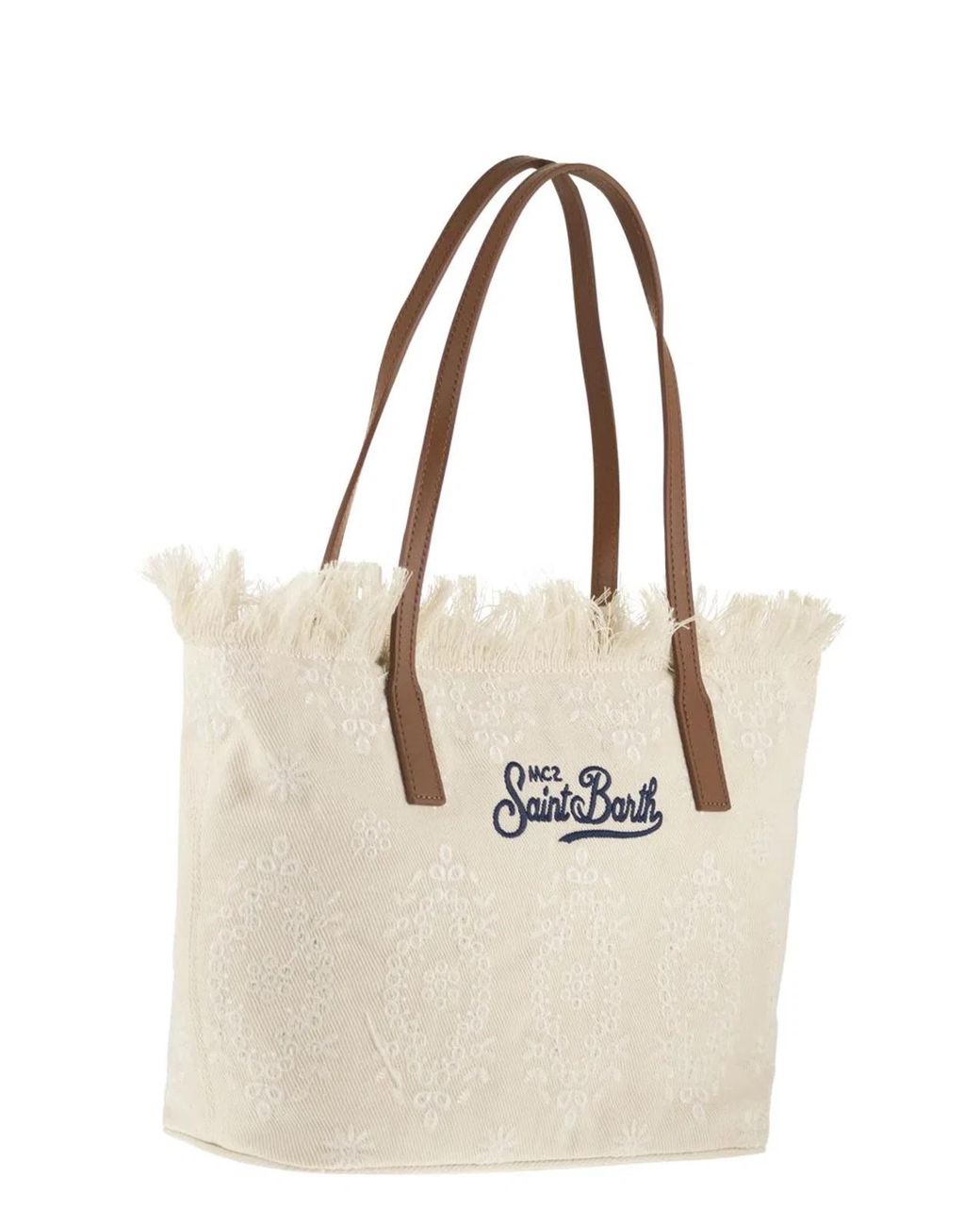 Mc2 Saint Barth Natural City Sangallo Shopper Bag With Embroidered Logo