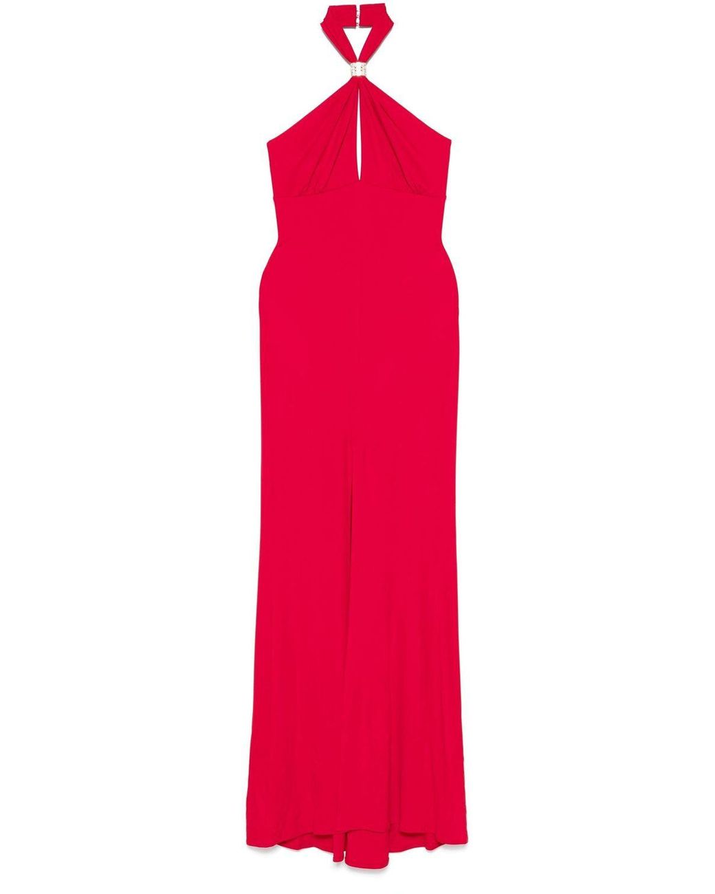 elisabetta franchi halterneck dress in jersey Maxi Red nature inspired bridesmaid dress