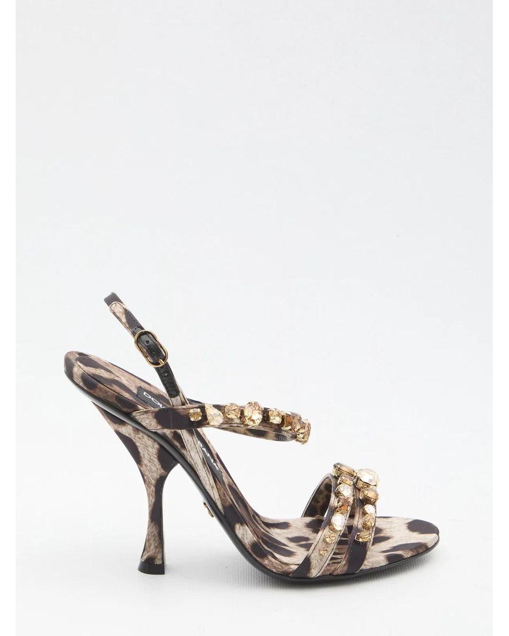 Dolce & Gabbana White Animal Print Sandals