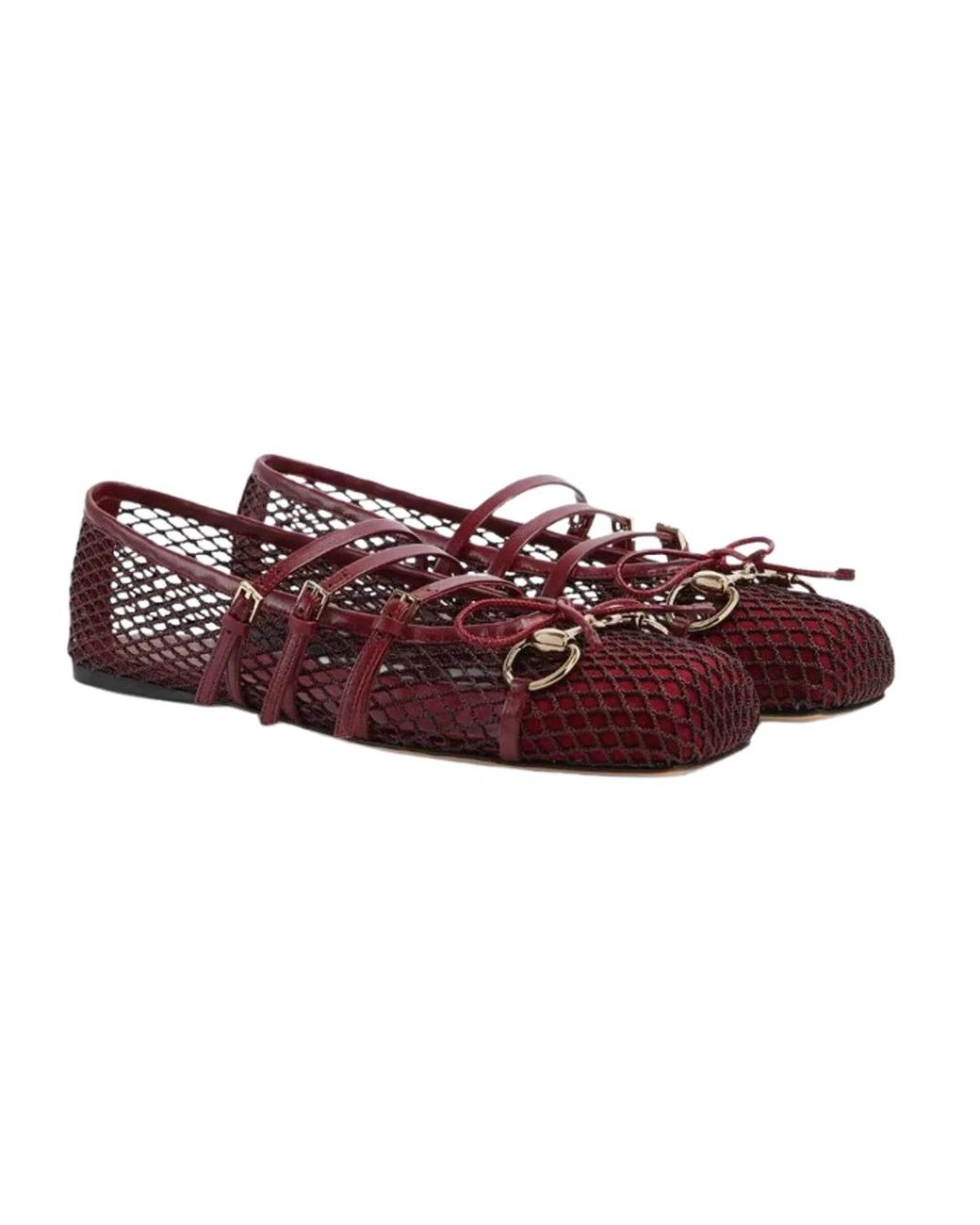 Gucci Black Bordeaux Eye-Catching Flat Shoes