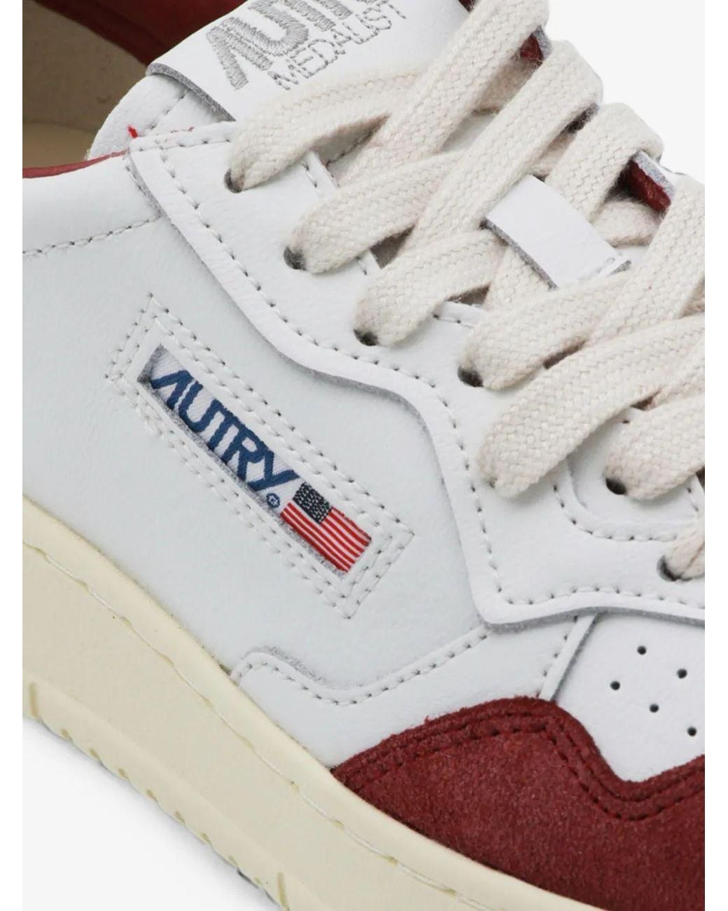 Autry White Medalist Low Micro-Perforated Suede-Trim Sneakers