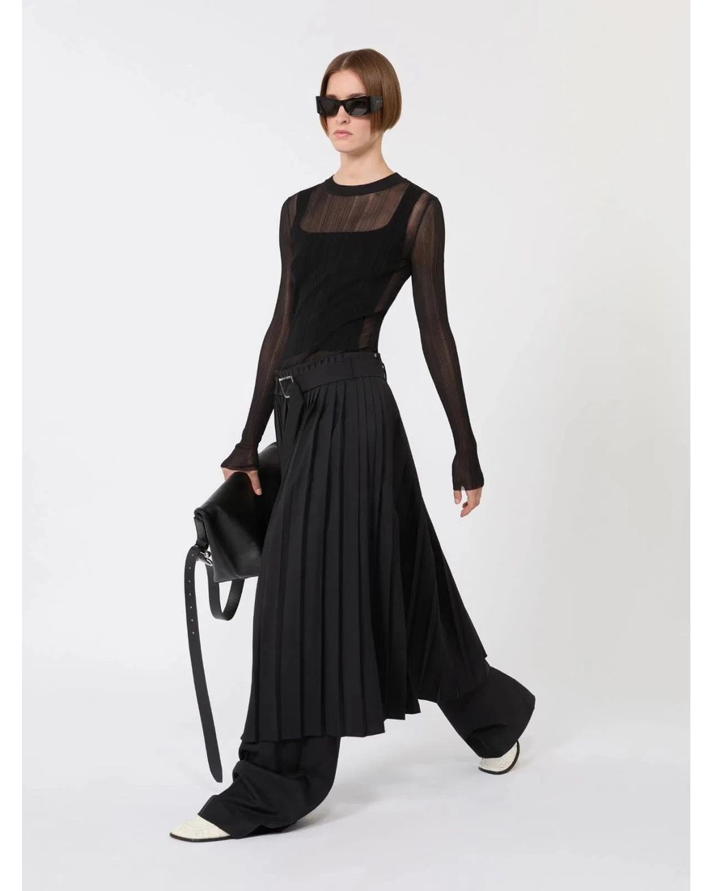 Max Mara Black Polyester Elastane Turtleneck Top