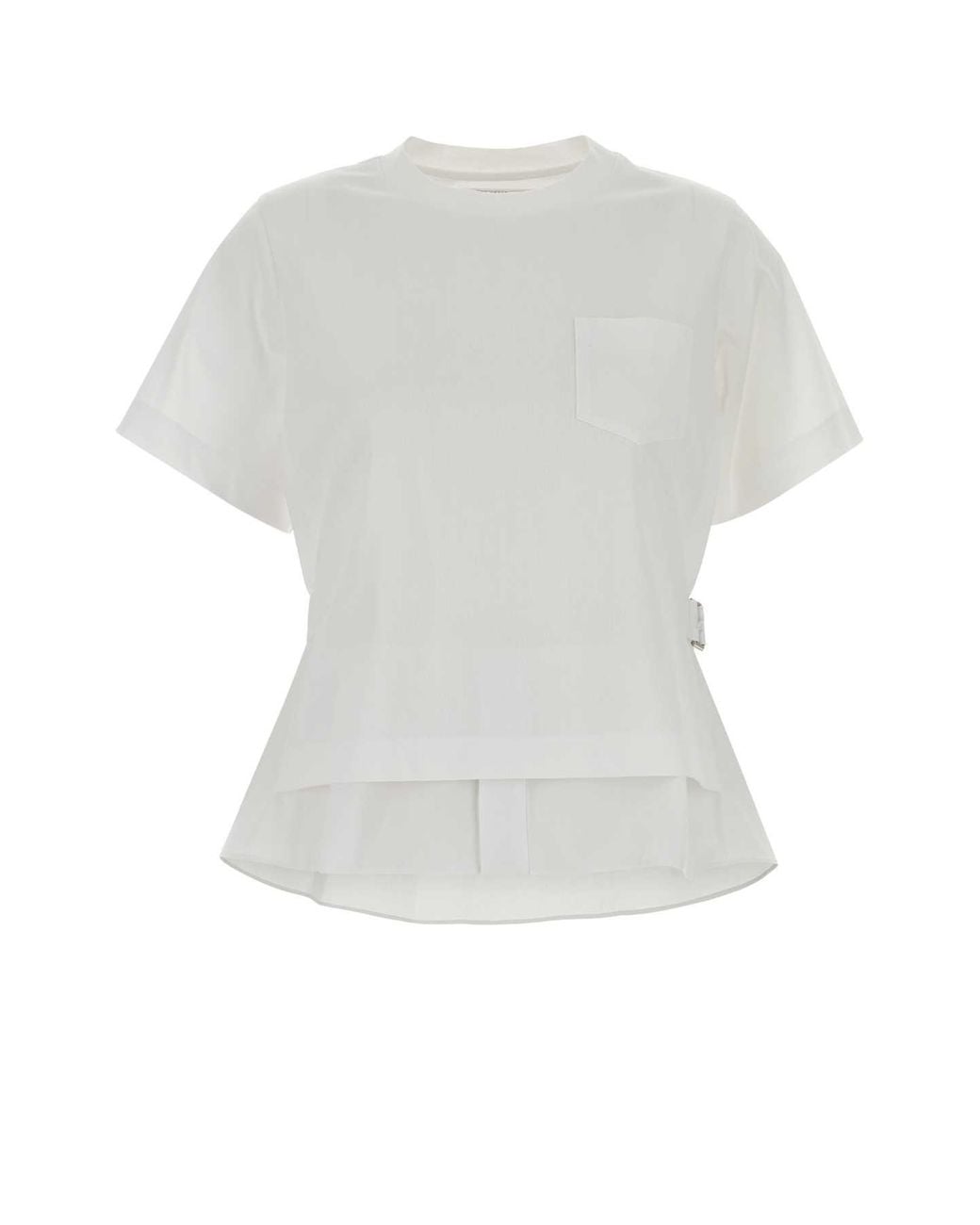 Sacai White Poplin X Cotton Jersey T-Shirt
