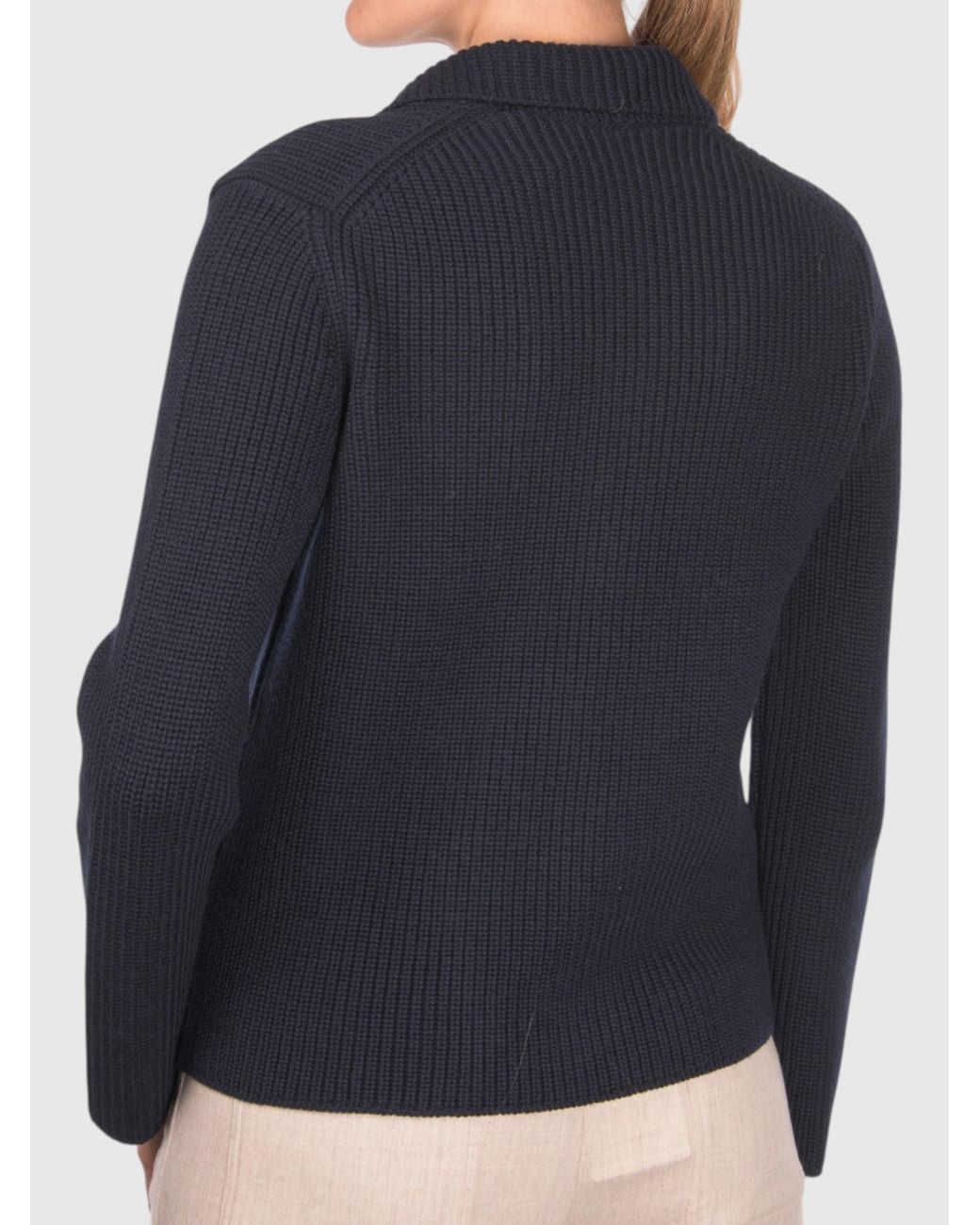 Gran Sasso Blue Pearl Rib Knit Jacket